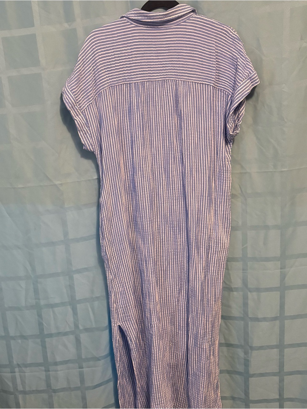 Universal Thread Blue and White Striped Cotton Button-Front Dress - Picture 3 of 3